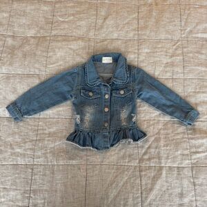 Abby & Evie Girls Jean Jacket with Ruffle Hem